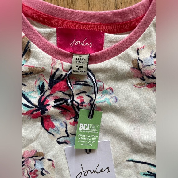 Joules girls ringer tee floral new with tags size 5 - Picture 2 of 4